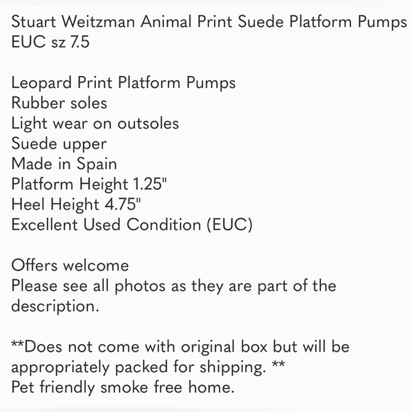 Stuart Weitzman Animal Print Suede Platform Pumps EUC sz 7.5 - Picture 6 of 10